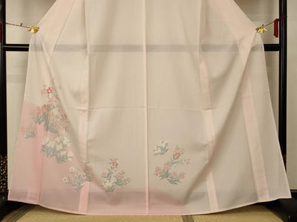平和屋着物＊夏物 訪問着 絽 草花文 暈し染め 洗える着物 AABD6578jd