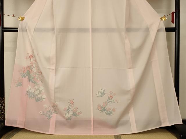 平和屋着物＊夏物 訪問着 絽 草花文 暈し染め 洗える着物 AABD6578jd