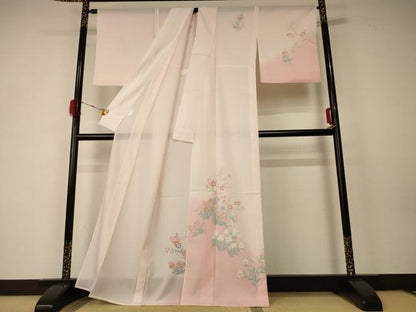 平和屋着物＊夏物 訪問着 絽 草花文 暈し染め 洗える着物 AABD6578jd