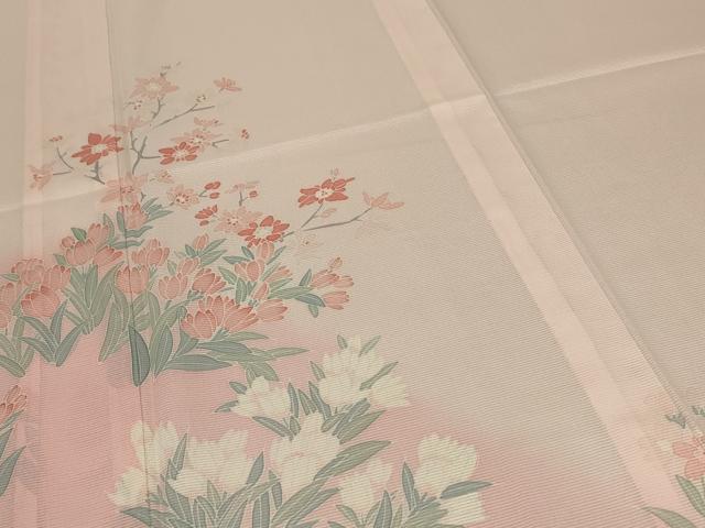 平和屋着物＊夏物 訪問着 絽 草花文 暈し染め 洗える着物 AABD6578jd