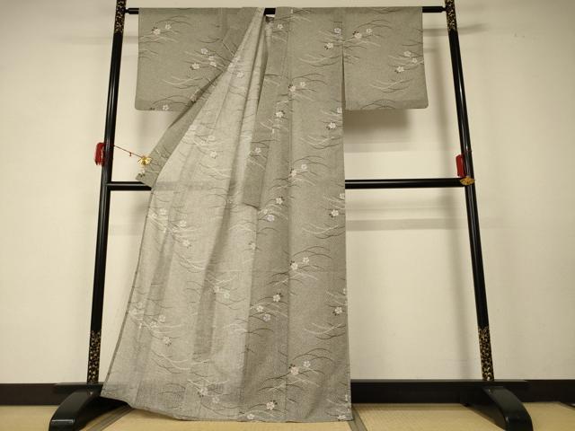 平和屋着物＊夏物 小紋 紗 芝花文 洗える着物 AABD6583jd