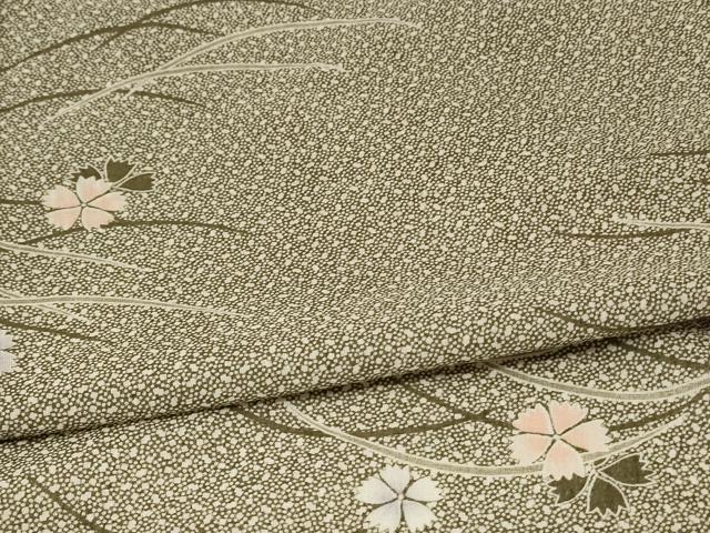 平和屋着物＊夏物 小紋 紗 芝花文 洗える着物 AABD6583jd