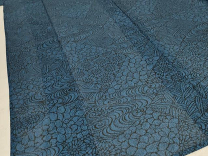 平和屋着物＊夏物 小紋 絽 切嵌花文 洗える着物 AABD6585jd