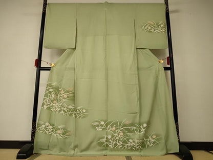 平和屋着物＊夏物 訪問着 絽 駒刺繍 草花文 暈し染め ロング丈 正絹 逸品 AABD6587jd