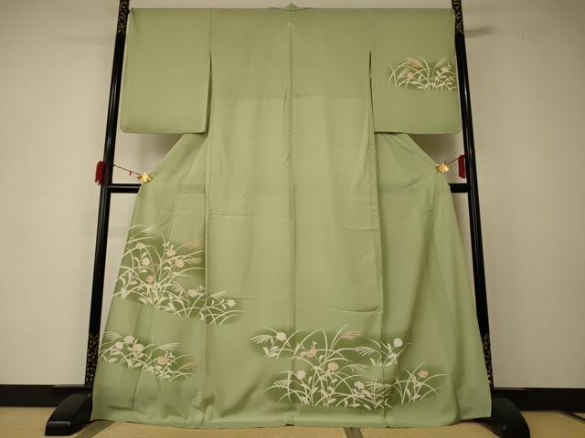 平和屋着物＊夏物 訪問着 絽 駒刺繍 草花文 暈し染め ロング丈 正絹 逸品 AABD6587jd