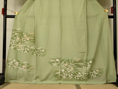 平和屋着物＊夏物 訪問着 絽 駒刺繍 草花文 暈し染め ロング丈 正絹 逸品 AABD6587jd