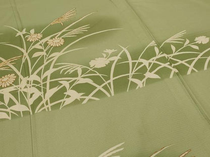 平和屋着物＊夏物 訪問着 絽 駒刺繍 草花文 暈し染め ロング丈 正絹 逸品 AABD6587jd