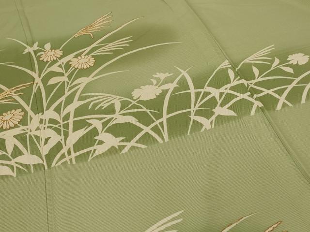 平和屋着物＊夏物 訪問着 絽 駒刺繍 草花文 暈し染め ロング丈 正絹 逸品 AABD6587jd
