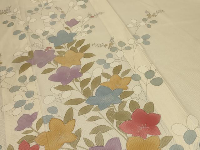 平和屋着物＊夏物 訪問着 絽 草花文 銀彩 正絹 逸品 未使用 AABD6588jd