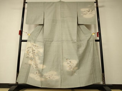平和屋着物＊夏物 訪問着 生紬 紗 萩文 暈し染め 正絹 逸品 AABD6589jd