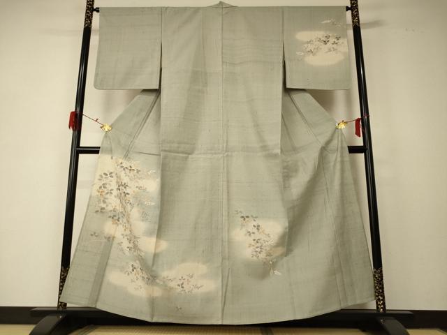 平和屋着物＊夏物 訪問着 生紬 紗 萩文 暈し染め 正絹 逸品 AABD6589jd