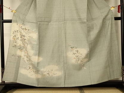 平和屋着物＊夏物 訪問着 生紬 紗 萩文 暈し染め 正絹 逸品 AABD6589jd