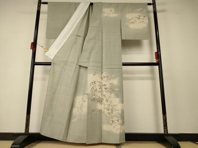 平和屋着物＊夏物 訪問着 生紬 紗 萩文 暈し染め 正絹 逸品 AABD6589jd
