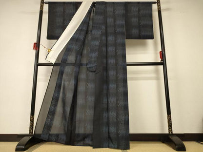 平和屋着物＊夏物 本場大島紬 夏大島 枝葉文 正絹 逸品 AABD6595jd