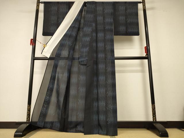 平和屋着物＊夏物 本場大島紬 夏大島 枝葉文 正絹 逸品 AABD6595jd