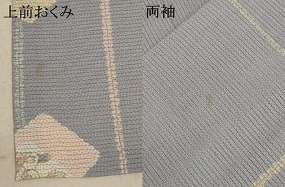 平和屋着物＊夏物 小紋 絽 色紙草花文 正絹 逸品 AABD6598jd