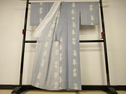 平和屋着物＊夏物 小紋 絽 色紙草花文 正絹 逸品 AABD6598jd
