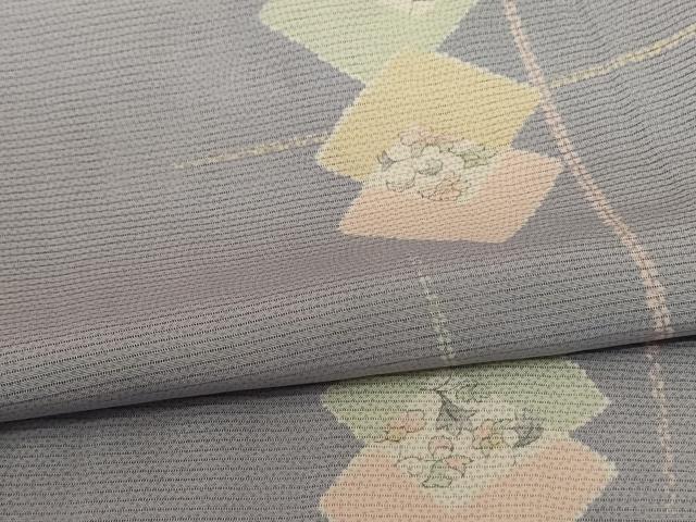平和屋着物＊夏物 小紋 絽 色紙草花文 正絹 逸品 AABD6598jd