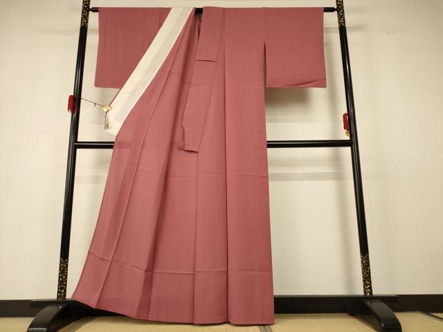 平和屋着物＊夏物 色無地 絽 真赭色 三越扱い 正絹 逸品 AABD6599jd