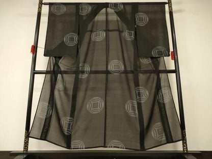 平和屋着物＊夏物 紗紬 幾何学丸文 正絹 逸品 AABD6602jd