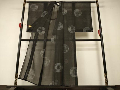 平和屋着物＊夏物 紗紬 幾何学丸文 正絹 逸品 AABD6602jd