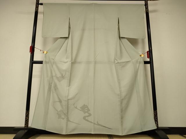 平和屋着物＊夏物 色留訪問着 絽 花冊子文 柳鼠色 正絹 逸品 AABD6605jd