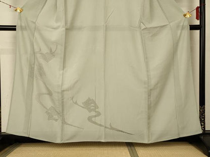 平和屋着物＊夏物 色留訪問着 絽 花冊子文 柳鼠色 正絹 逸品 AABD6605jd