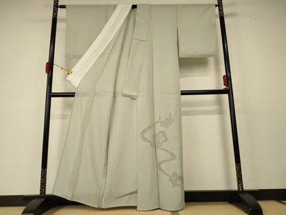 平和屋着物＊夏物 色留訪問着 絽 花冊子文 柳鼠色 正絹 逸品 AABD6605jd