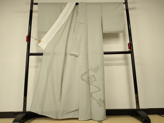 平和屋着物＊夏物 色留訪問着 絽 花冊子文 柳鼠色 正絹 逸品 AABD6605jd