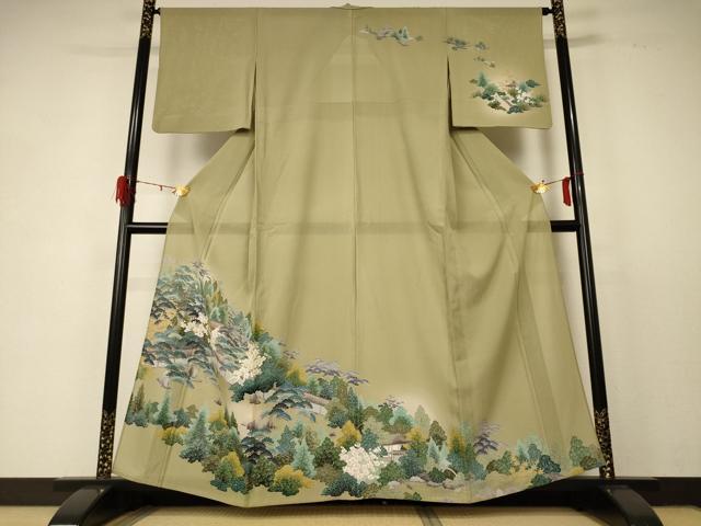 平和屋着物＊夏物 訪問着 友禅 絽 風景文 暈し染め 正絹 逸品 AABD6608jd