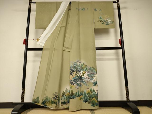 平和屋着物＊夏物 訪問着 友禅 絽 風景文 暈し染め 正絹 逸品 AABD6608jd