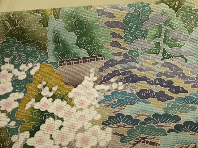 平和屋着物＊夏物 訪問着 友禅 絽 風景文 暈し染め 正絹 逸品 AABD6608jd