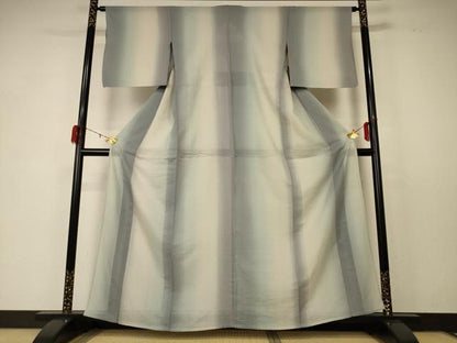 平和屋着物＊夏物 小紋 変わり絽 縞 暈し染め 正絹 逸品 AABD6610jd