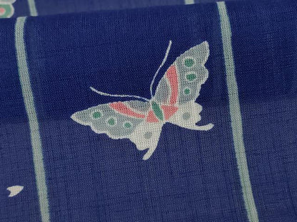 平和屋着物＊夏物 小紋 紗 舞蝶文 洗える着物 AABD6614jd