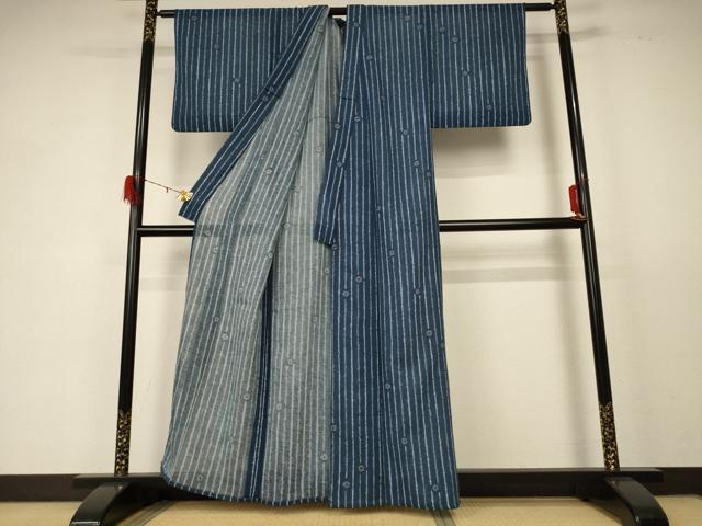 平和屋着物＊夏物 小紋 紗 舞花文 洗える着物 AABD6615jd