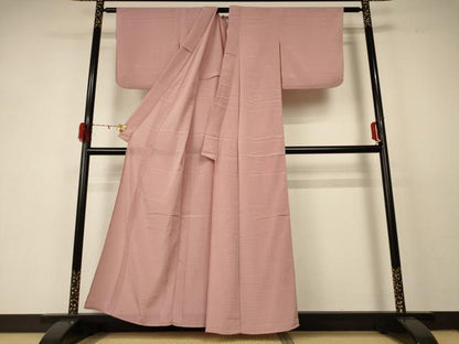平和屋着物＊夏物 小紋 絽 草花文 洗える着物 AABD6616jd