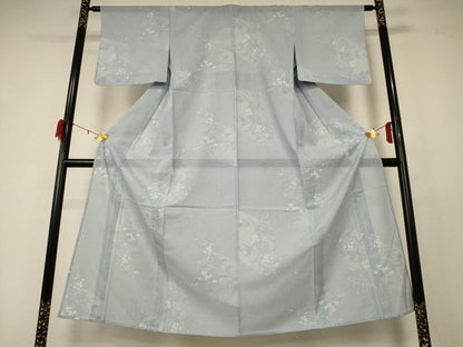 平和屋着物＊夏物 小紋 絽 草花文 洗える着物 AABD6622jd