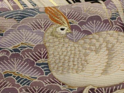 平和屋着物＊夏物　黒留袖　絽　刺繍　飛鳥文　金彩　洗える着物　AABD6623jd