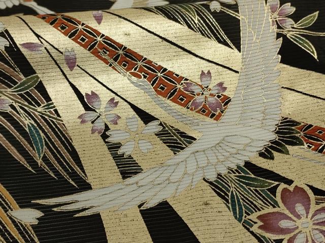 平和屋着物＊夏物 黒留袖 絽 飛鶴花文 金彩 洗える着物 AABD6624jd