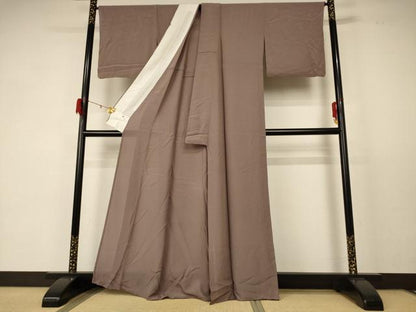 平和屋着物＊夏物 色無地 絽 銀煤竹色 正絹 逸品 AABD6627jd