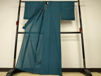平和屋着物＊夏物 色無地 絽 高麗納戸色 洗える着物 AABD6630jd