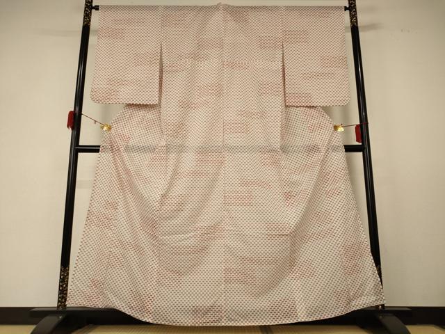 平和屋着物＊夏物 小紋 絽 花菱文 洗える着物 AABD6631jd