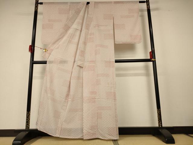 平和屋着物＊夏物 小紋 絽 花菱文 洗える着物 AABD6631jd