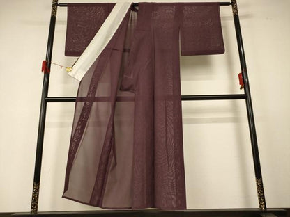 平和屋着物＊夏物　小紋　紗　杢目文　正絹　逸品　AABD6634jd