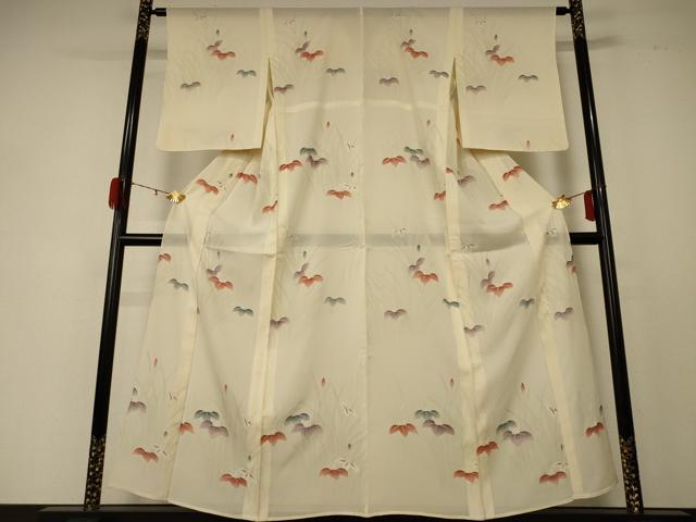 平和屋着物＊夏物 小紋 絽 草花文 正絹 逸品 AABD6635jd