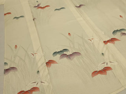 平和屋着物＊夏物 小紋 絽 草花文 正絹 逸品 AABD6635jd