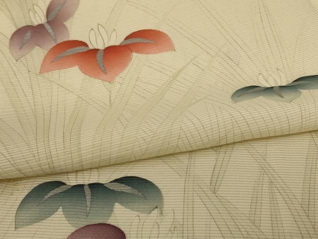 平和屋着物＊夏物 小紋 絽 草花文 正絹 逸品 AABD6635jd