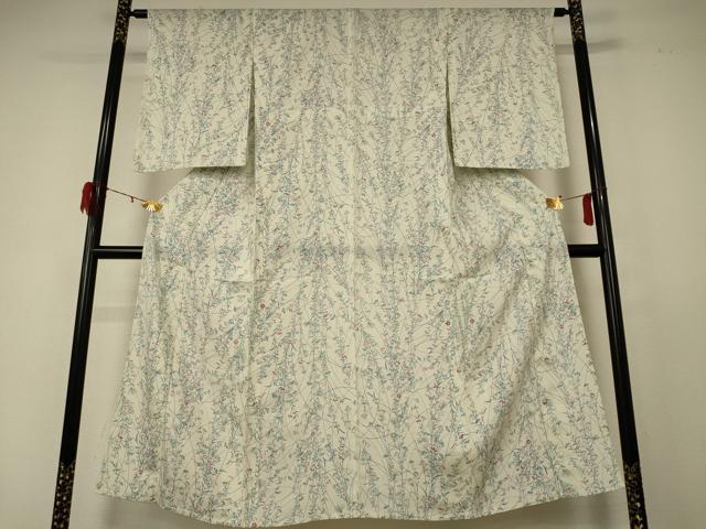平和屋着物＊夏物 小紋 絽 草花文 正絹 逸品 AABD6636jd
