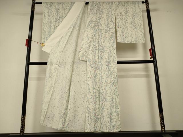 平和屋着物＊夏物 小紋 絽 草花文 正絹 逸品 AABD6636jd