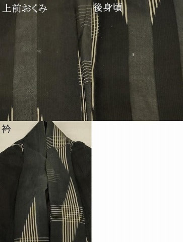 平和屋着物＊夏物　紗紬　幾何学文様　正絹　逸品　AABD6637jd